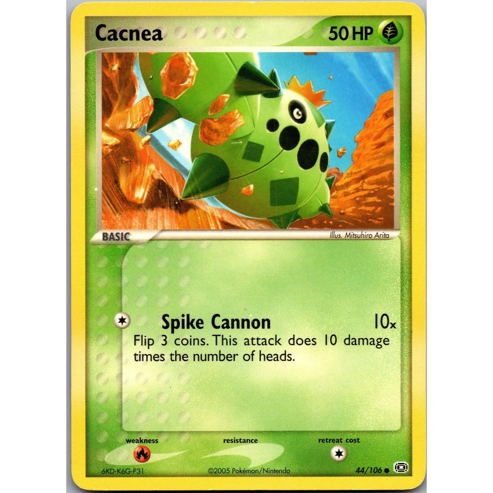 Pokemon Cacnea 44/106 EX Emerald Common Grass Type Card 2005 LP
